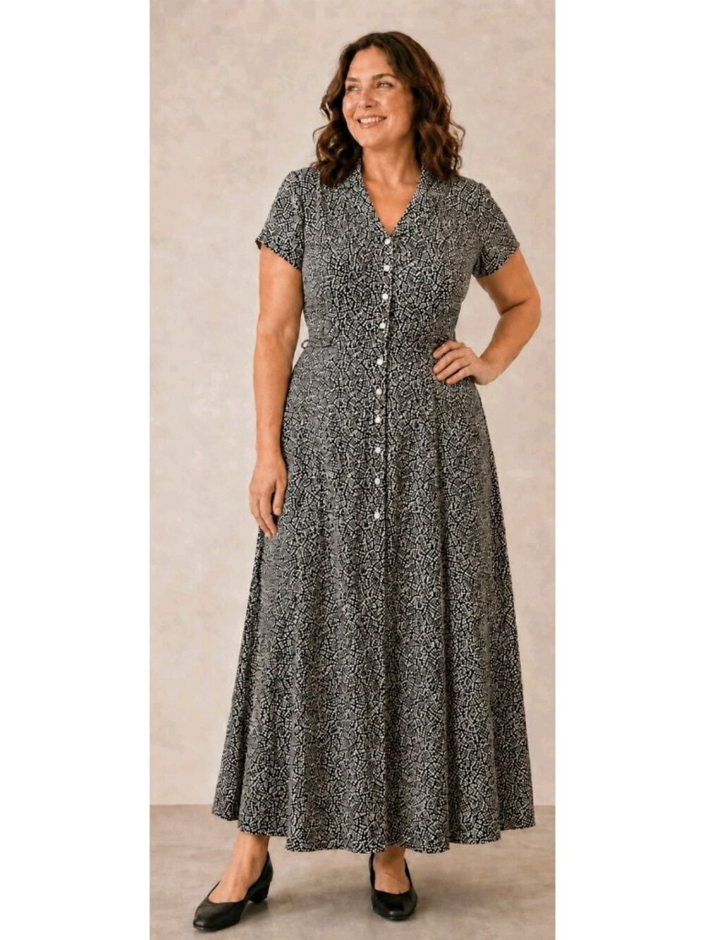 Vtg David Warren Maxi Shirt Dress Floral Lightweight Church Work Size 14
